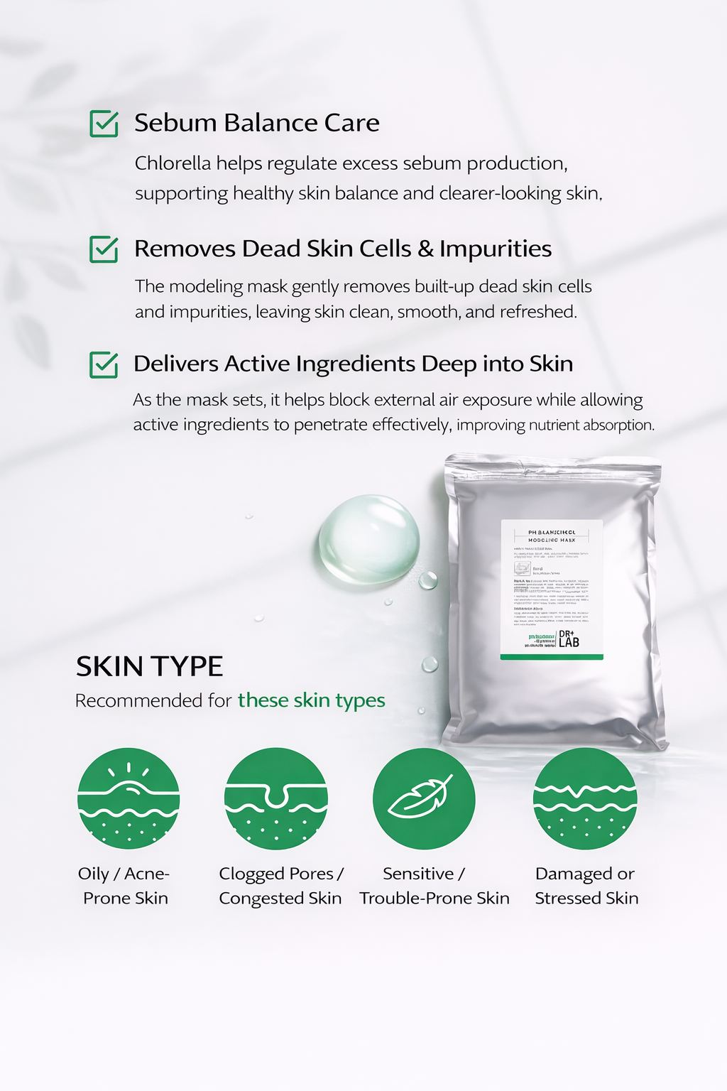 pH Balancing Chlorella Modeling Mask (bowl & tools)